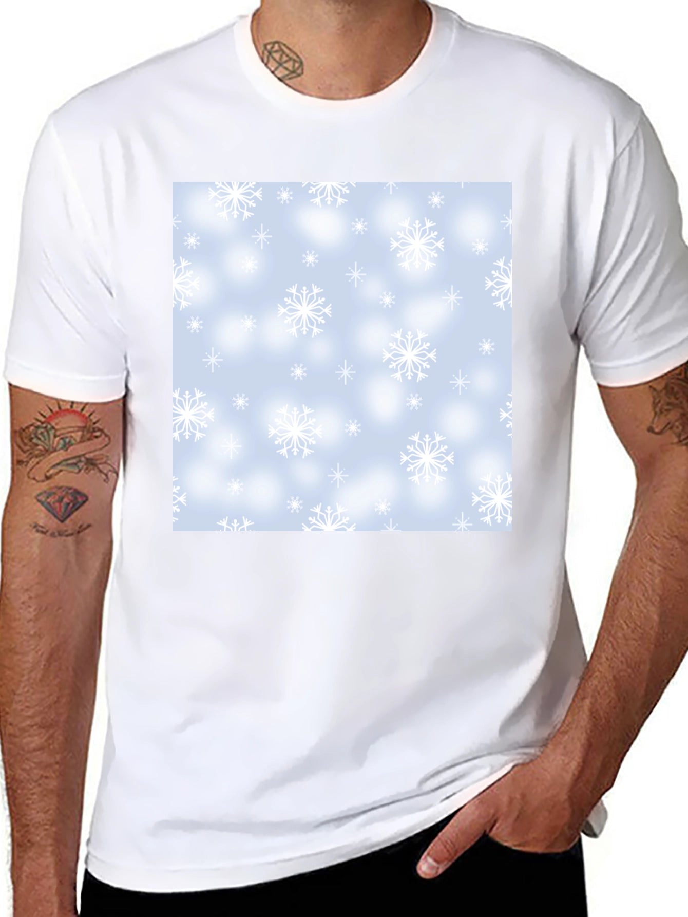 Snowflake Pattern T-Shirt - Winter Holiday Style