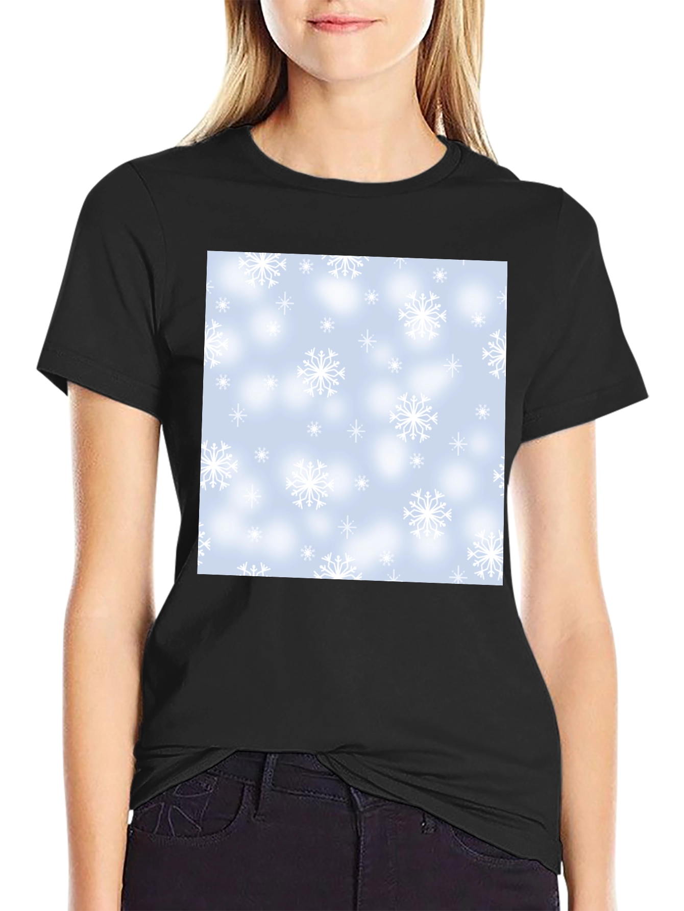 Snowflake Pattern T-Shirt - Winter Holiday Style