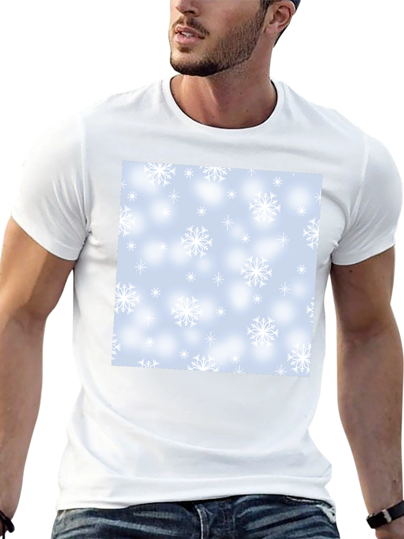 Snowflake Pattern T-Shirt - Winter Holiday Style