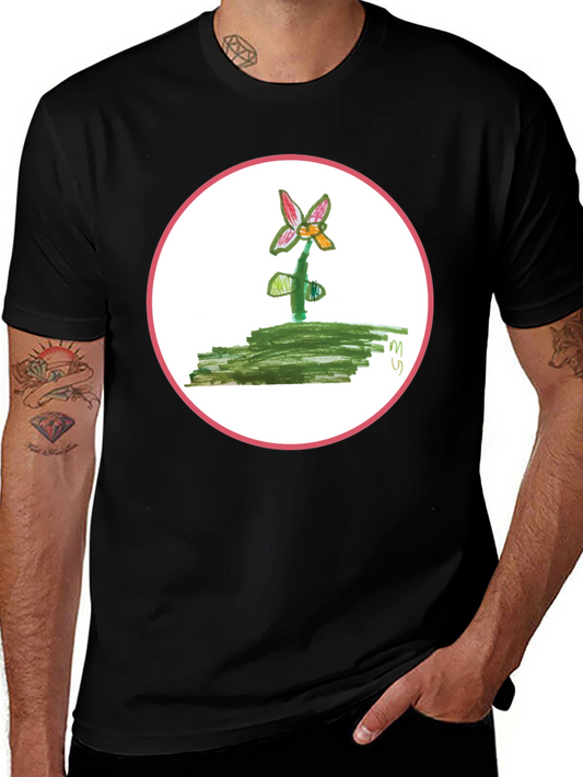 Floral Drawing T-Shirt - Unique Kid Art Design