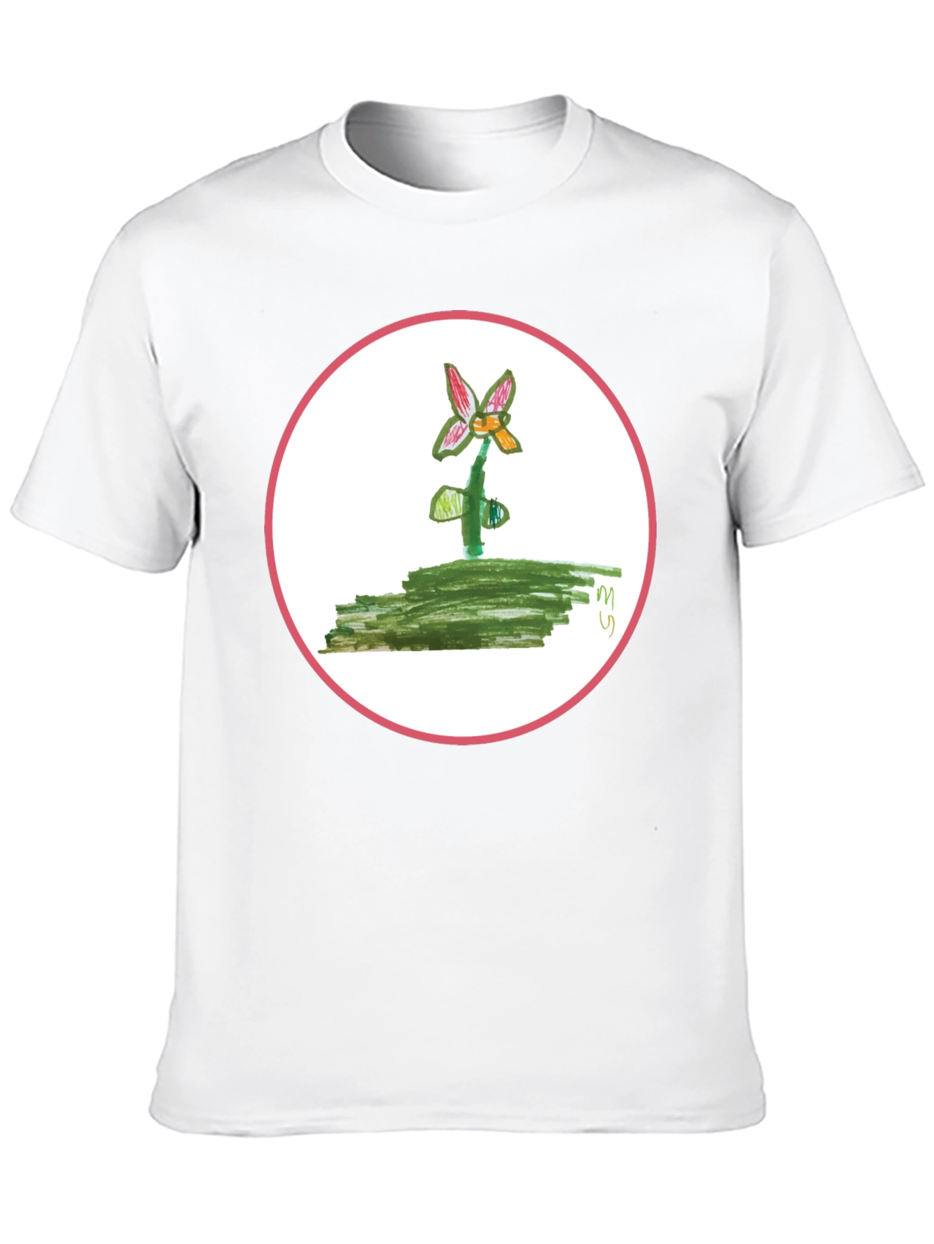 Floral Drawing T-Shirt - Unique Kid Art Design