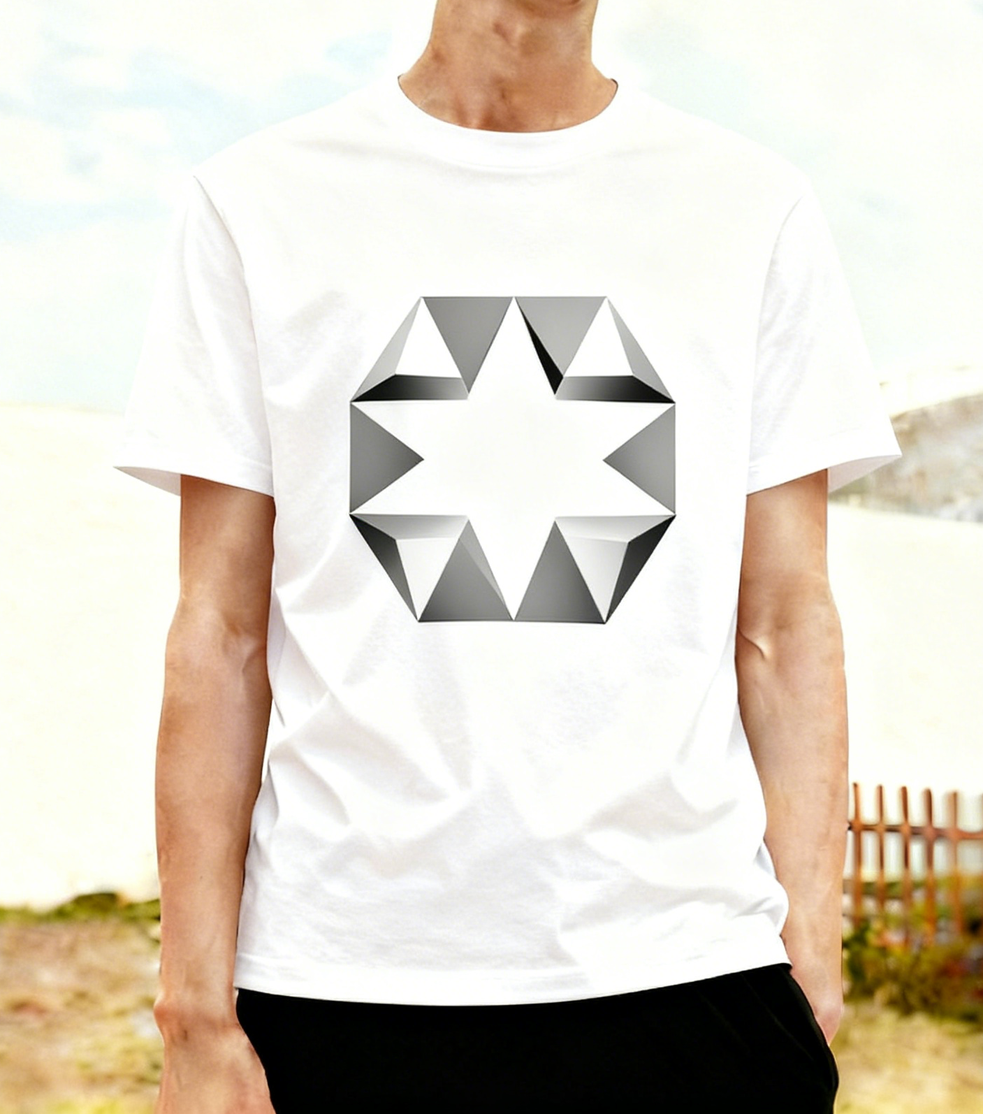 3D Geometric Star Pattern T-shirt