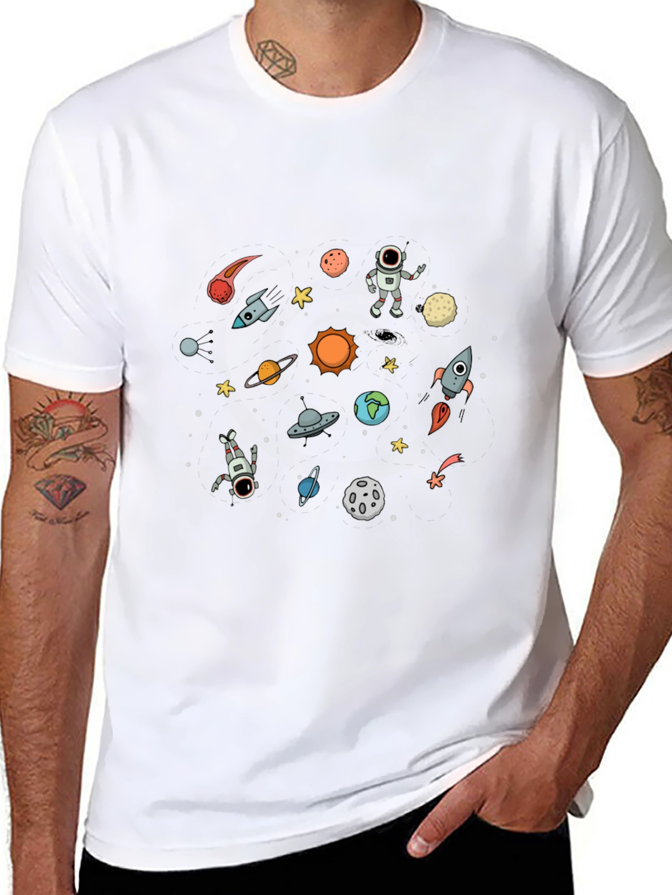 Space Galaxy T-Shirt - Astronauts & Planets