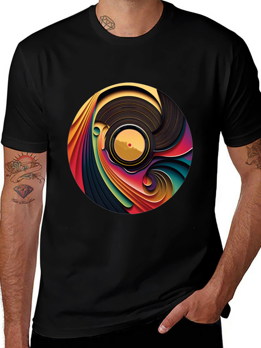 Abstract Vinyl Record Graphic Tee - Music Lovers Shirt
