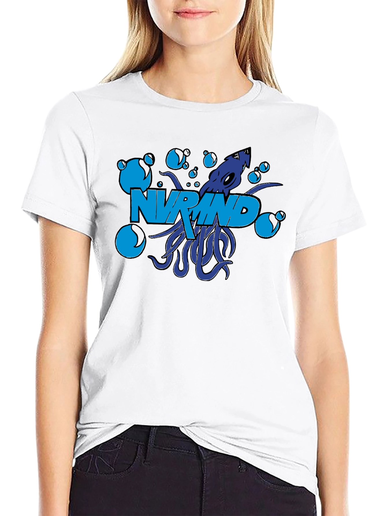 NV Mind Black T-Shirt Squid Graphic Design