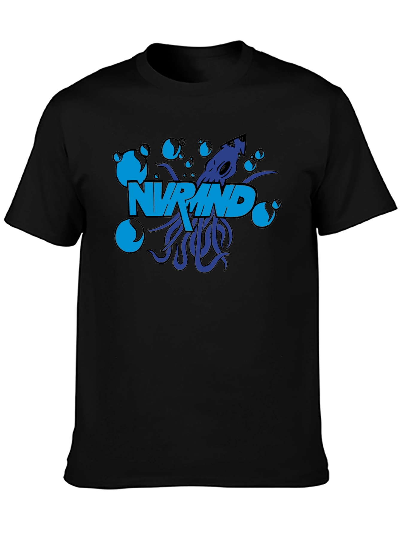 NV Mind Black T-Shirt Squid Graphic Design