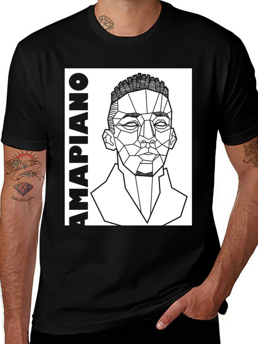 Amapiano Geometric Portrait T-Shirt