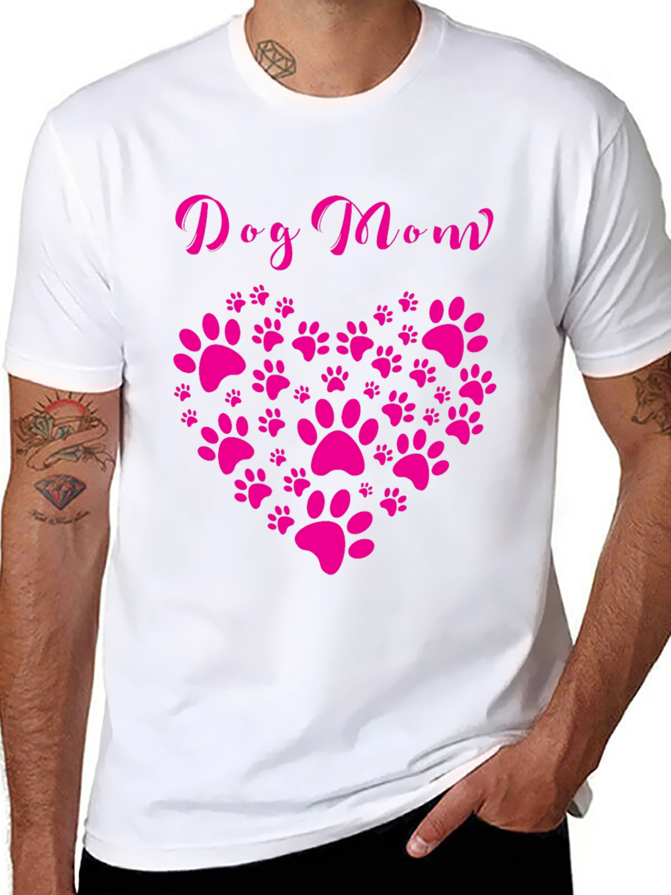 Dog Mom Heart Paw Print Graphic Tee