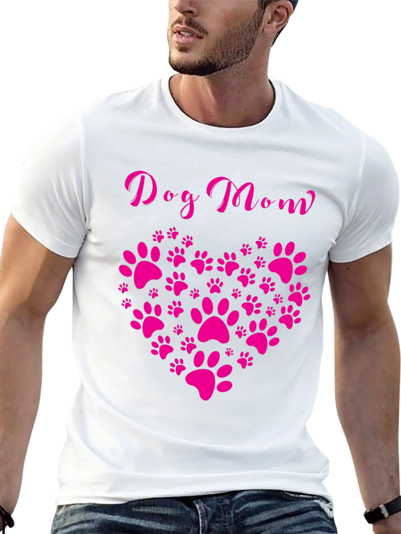 Dog Mom Heart Paw Print Graphic Tee