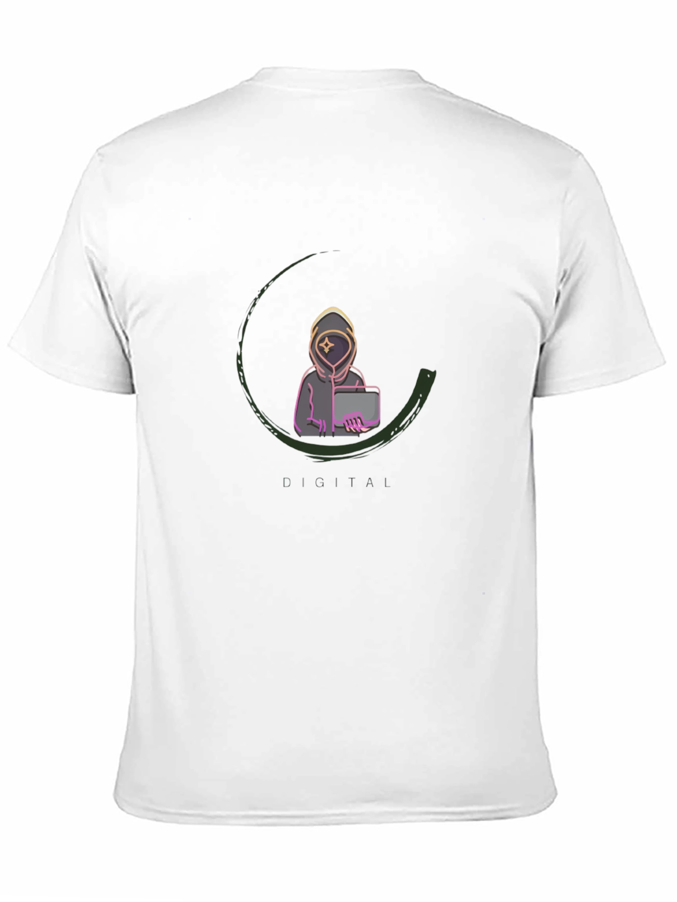Digital AI Graphic Tee - Black Cotton Blend