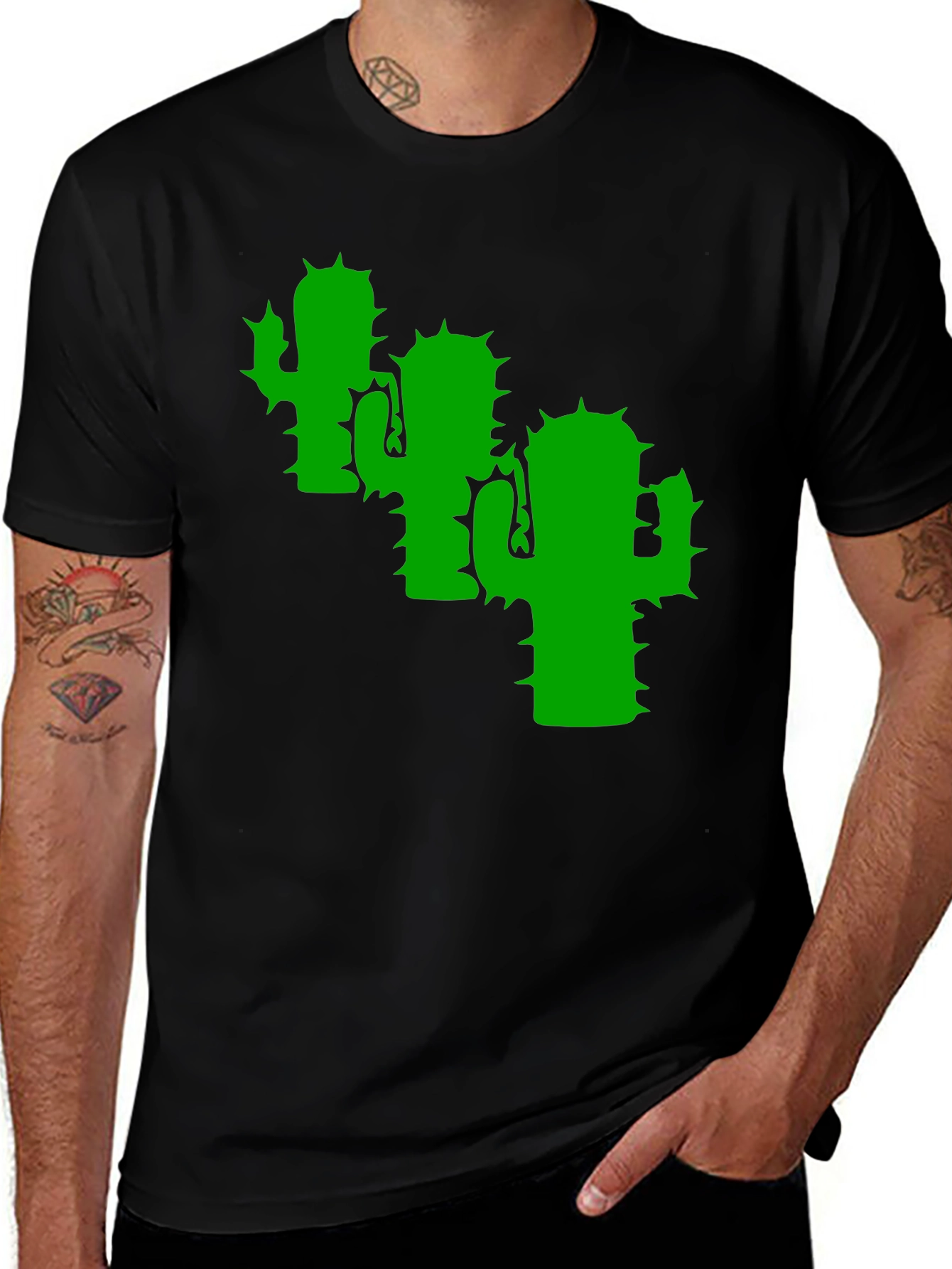 Cactus Graphic Tee - Modern Black T-Shirt