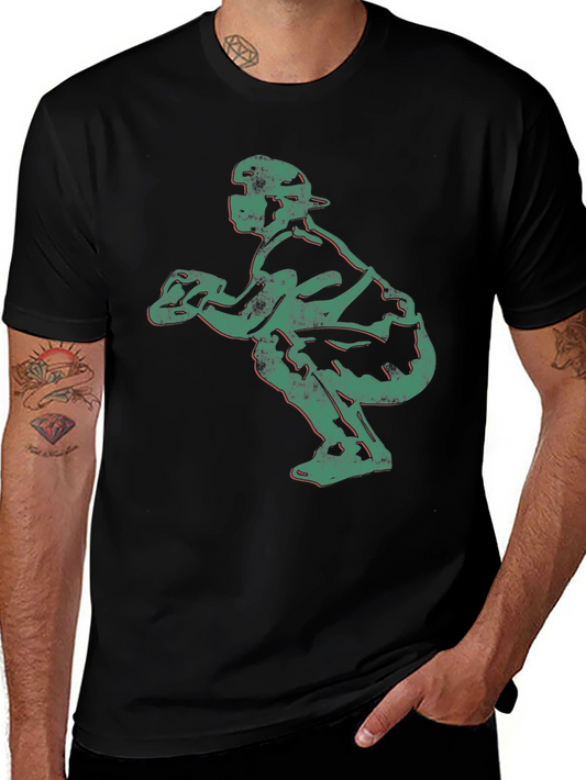 Vintage Baseball Catcher Graphic T-Shirt