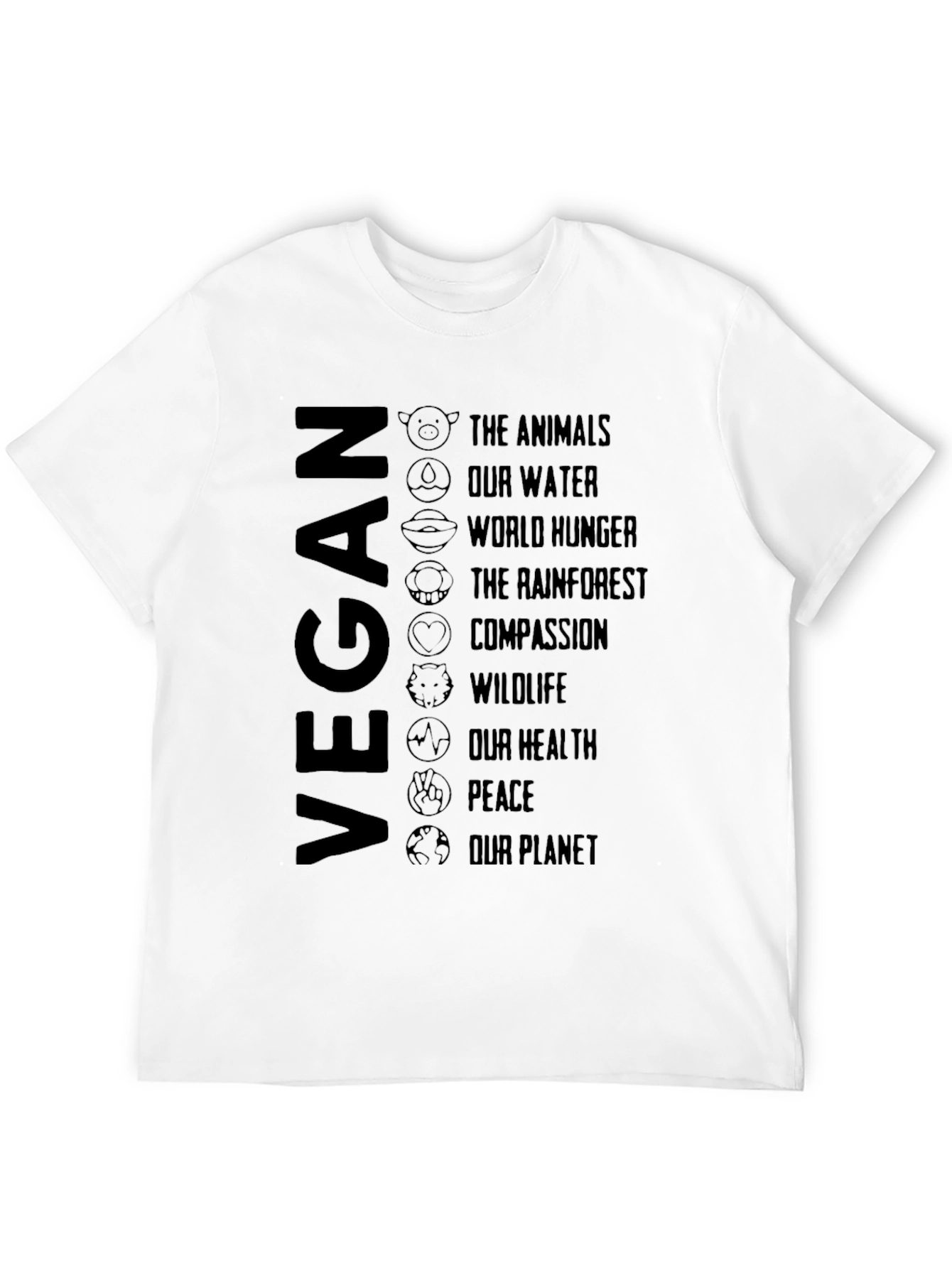 Vegan Cause T-Shirt - Animals Planet Peace