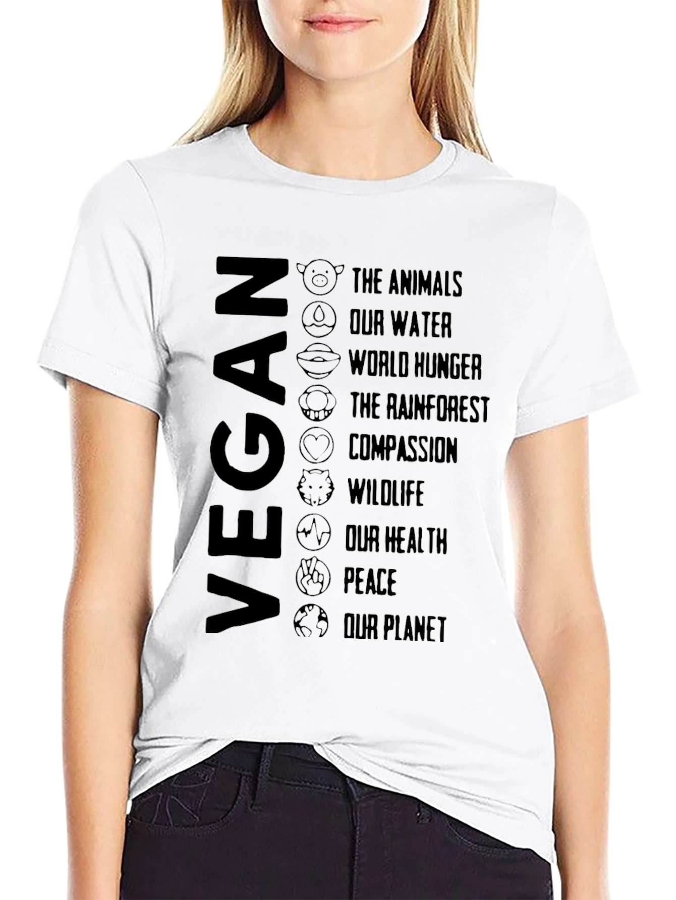 Vegan Cause T-Shirt - Animals Planet Peace