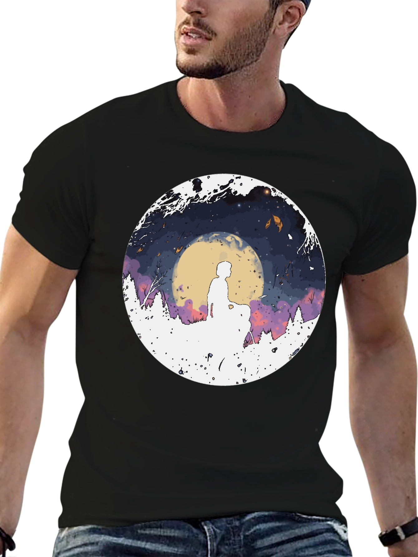 Silhouette Moon Graphic Mens Tee