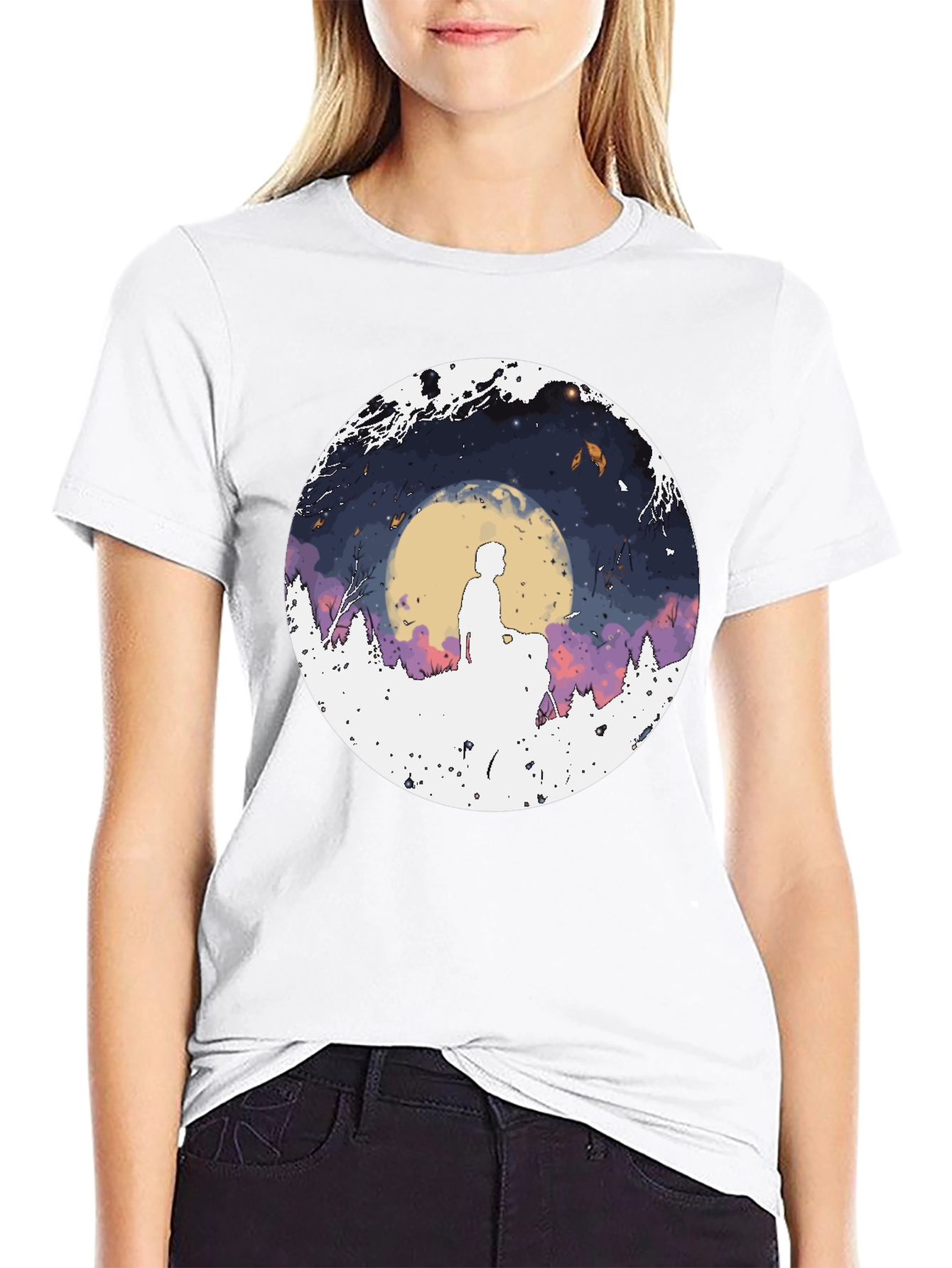 Silhouette Moon Graphic Mens Tee