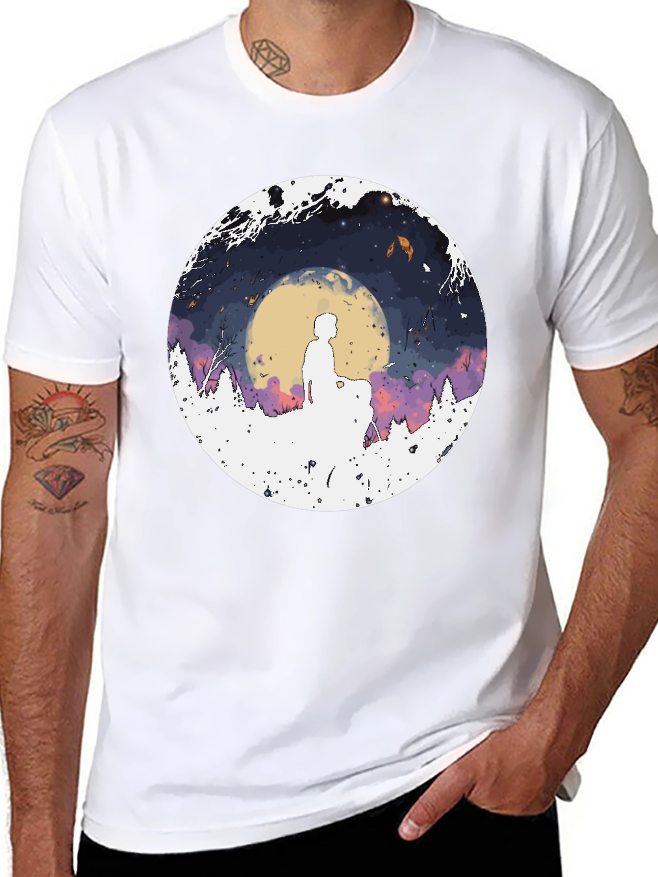 Silhouette Moon Graphic Mens Tee