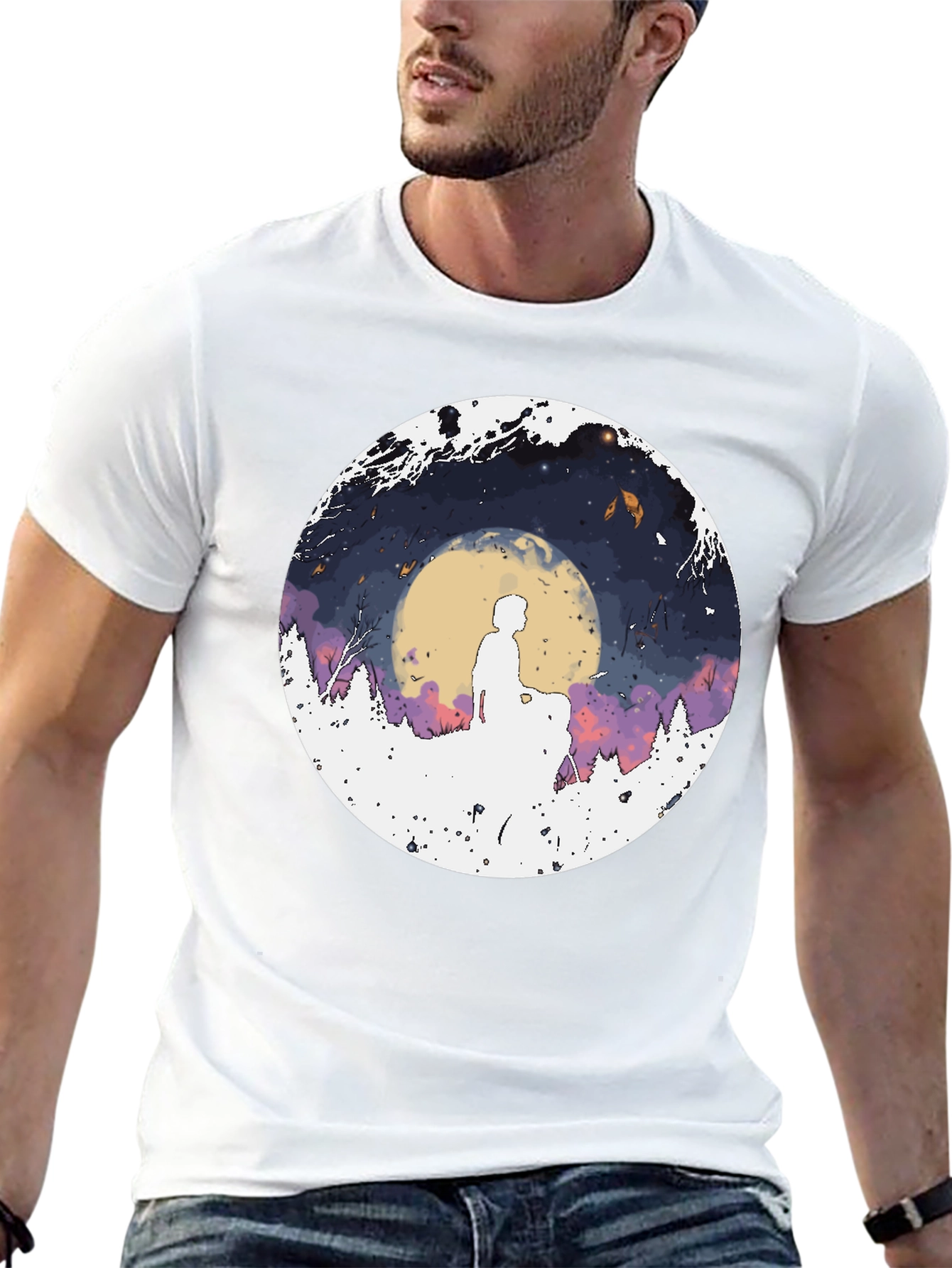 Silhouette Moon Graphic Mens Tee