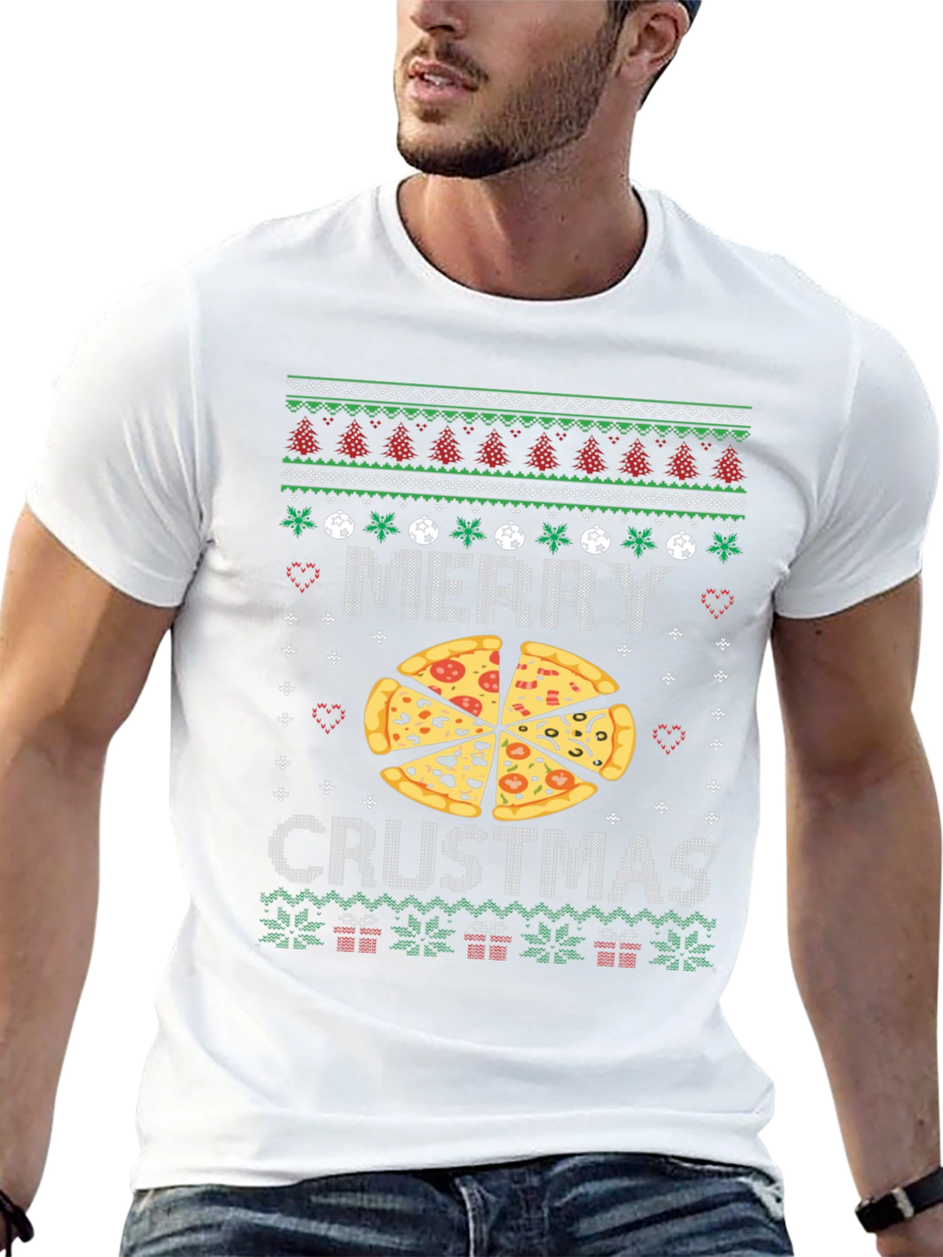 Merry Crustmas Pizza Ugly Christmas Sweater T-Shirt