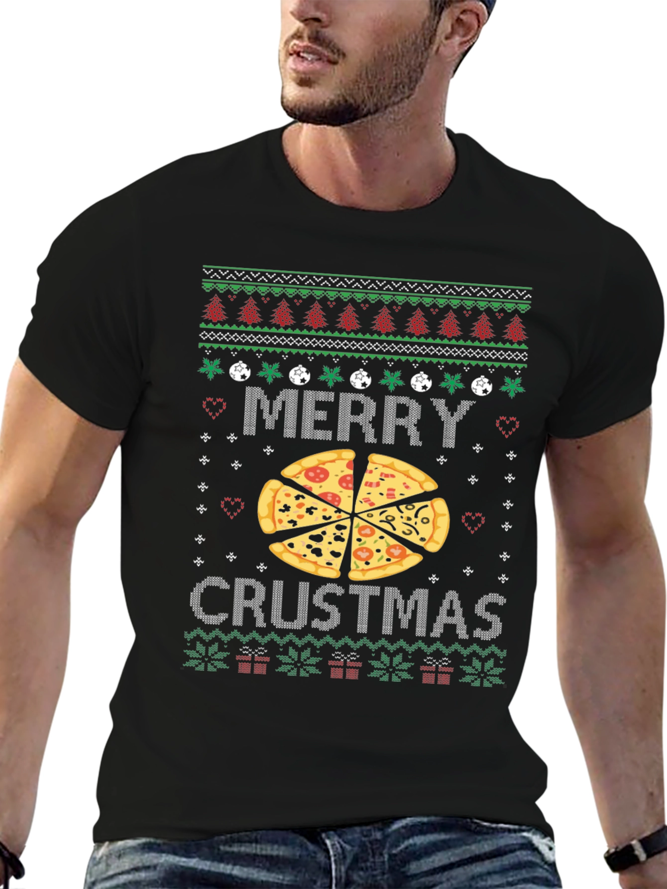 Merry Crustmas Pizza Ugly Christmas Sweater T-Shirt