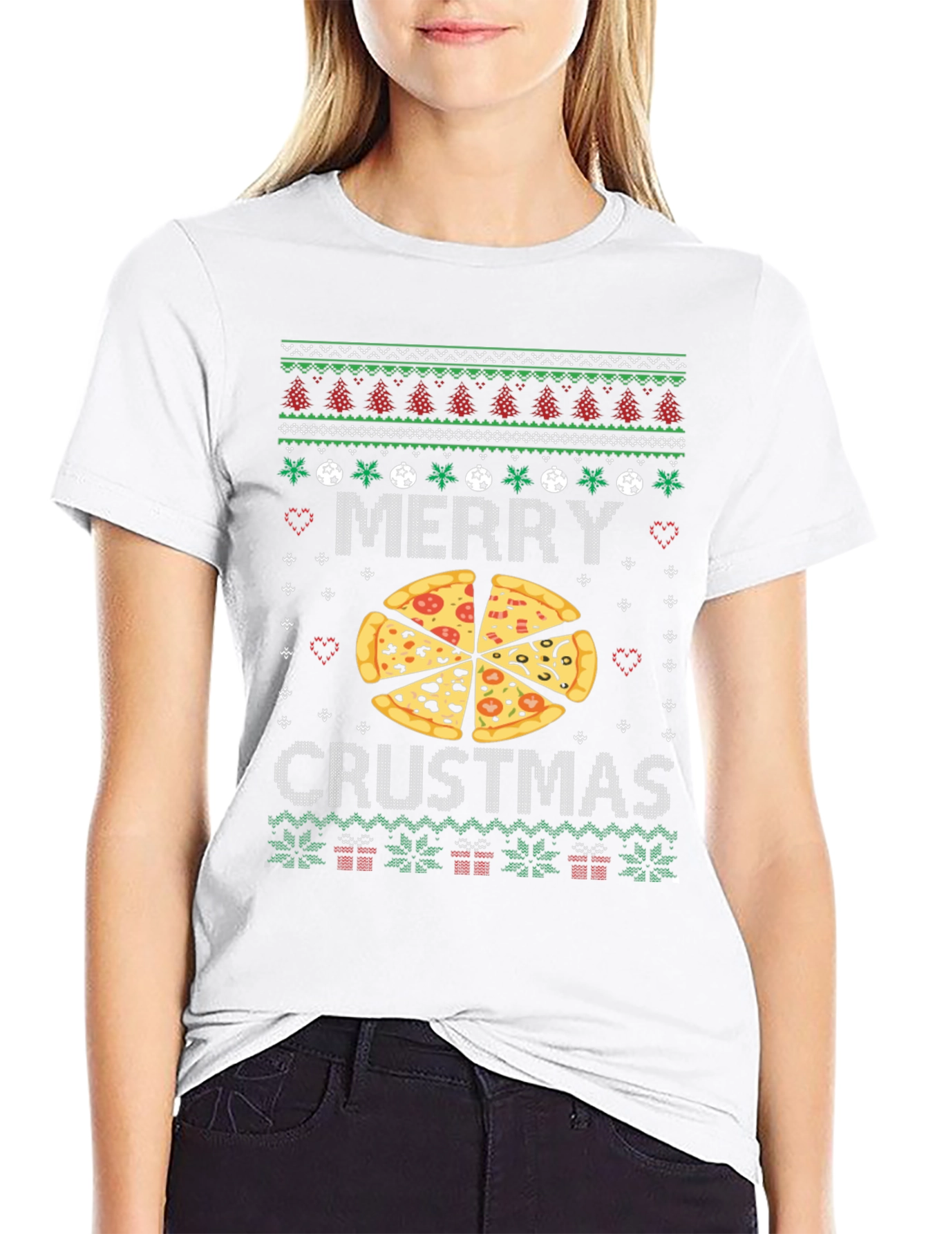 Merry Crustmas Pizza Ugly Christmas Sweater T-Shirt