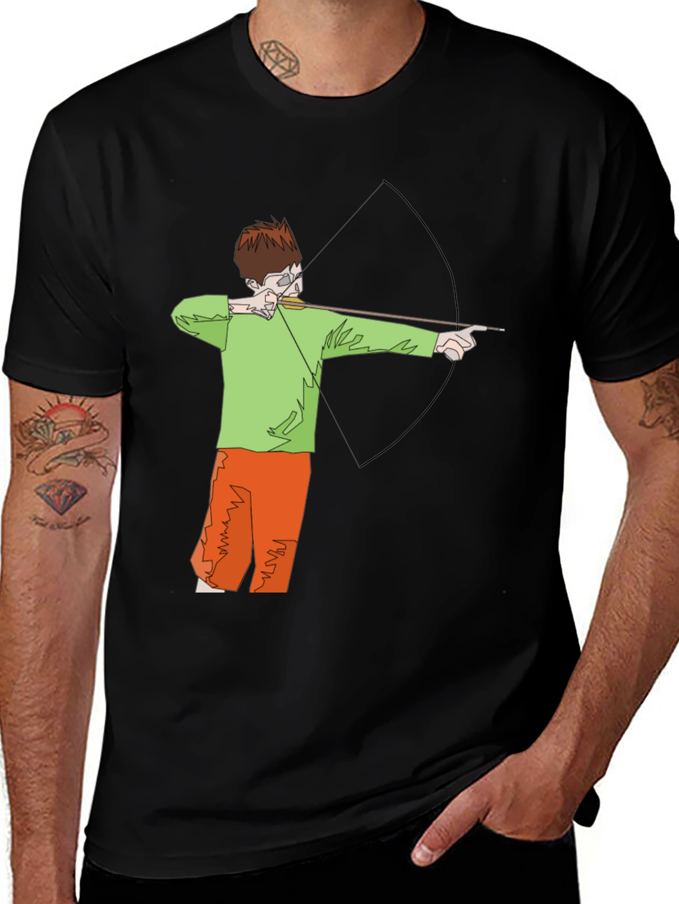 Archer Graphic Tee - Black Cotton T-Shirt