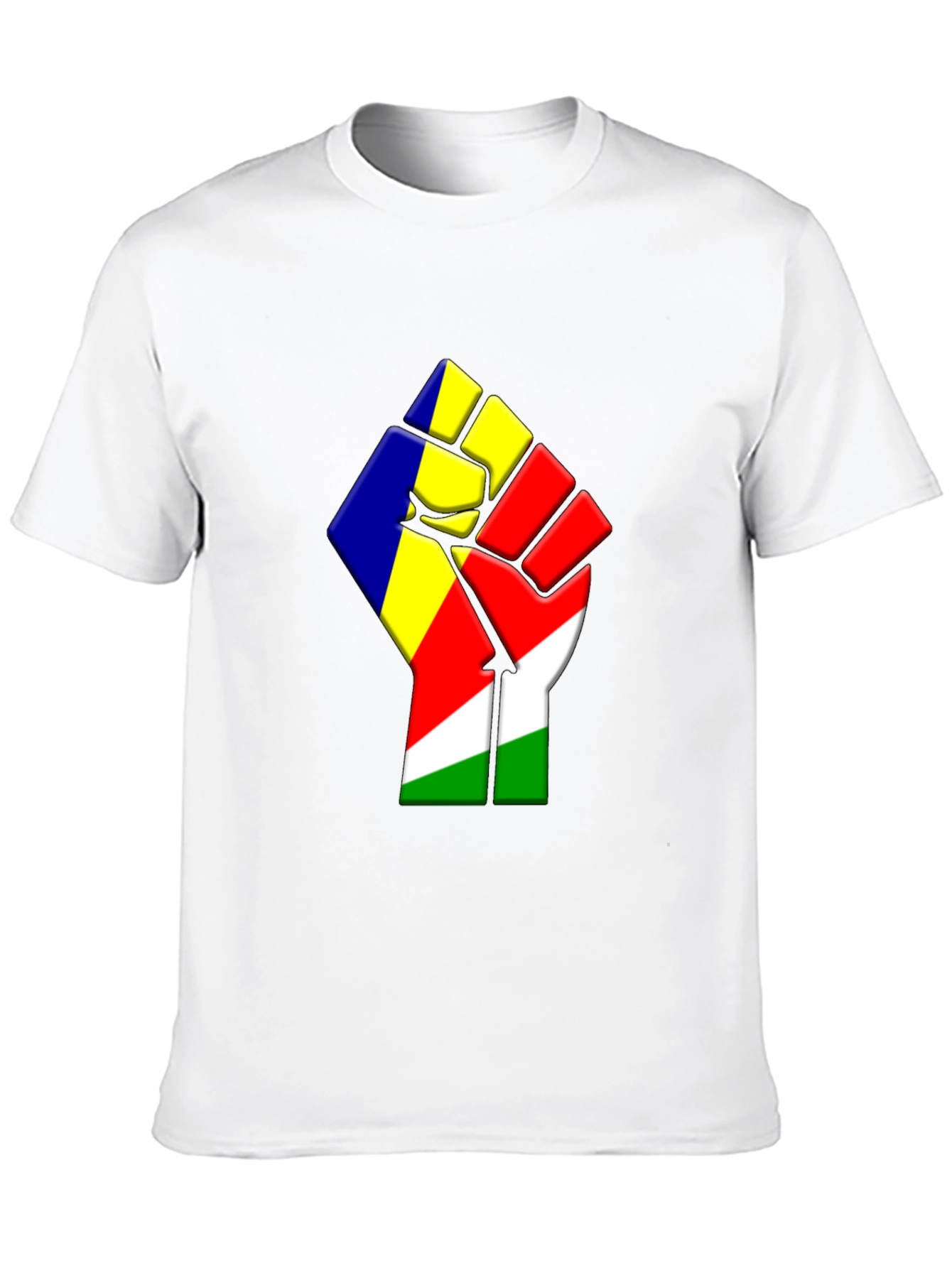 Seychelles Flag Fist Graphic Black T-Shirt