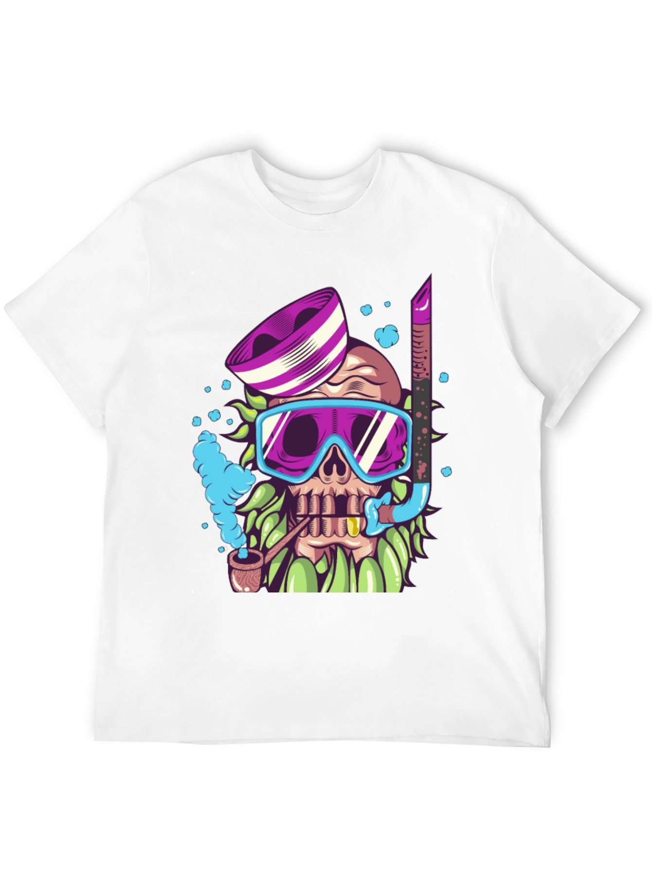 Diver Skull Graphic Tee - Black Cotton T-Shirt