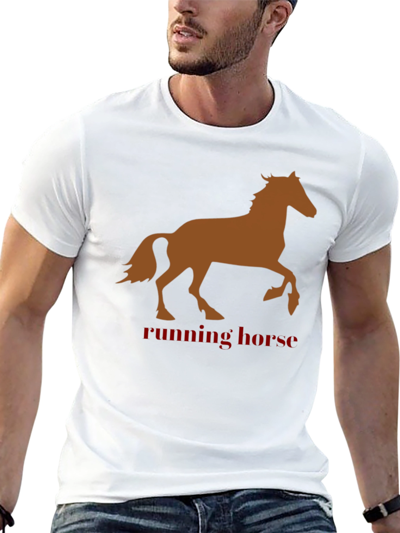 Running Horse Graphic Tee - Black Cotton T-Shirt