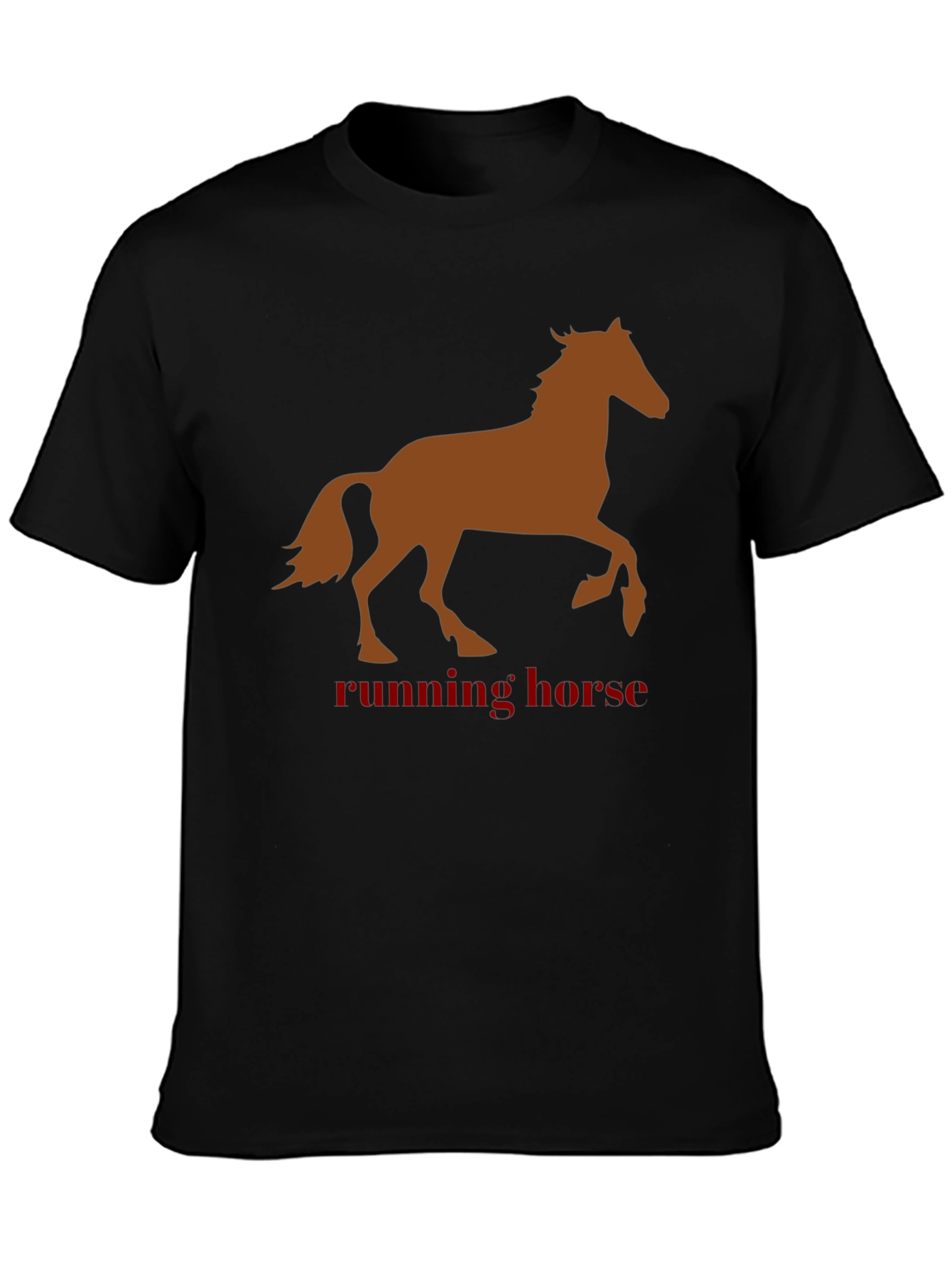 Running Horse Graphic Tee - Black Cotton T-Shirt
