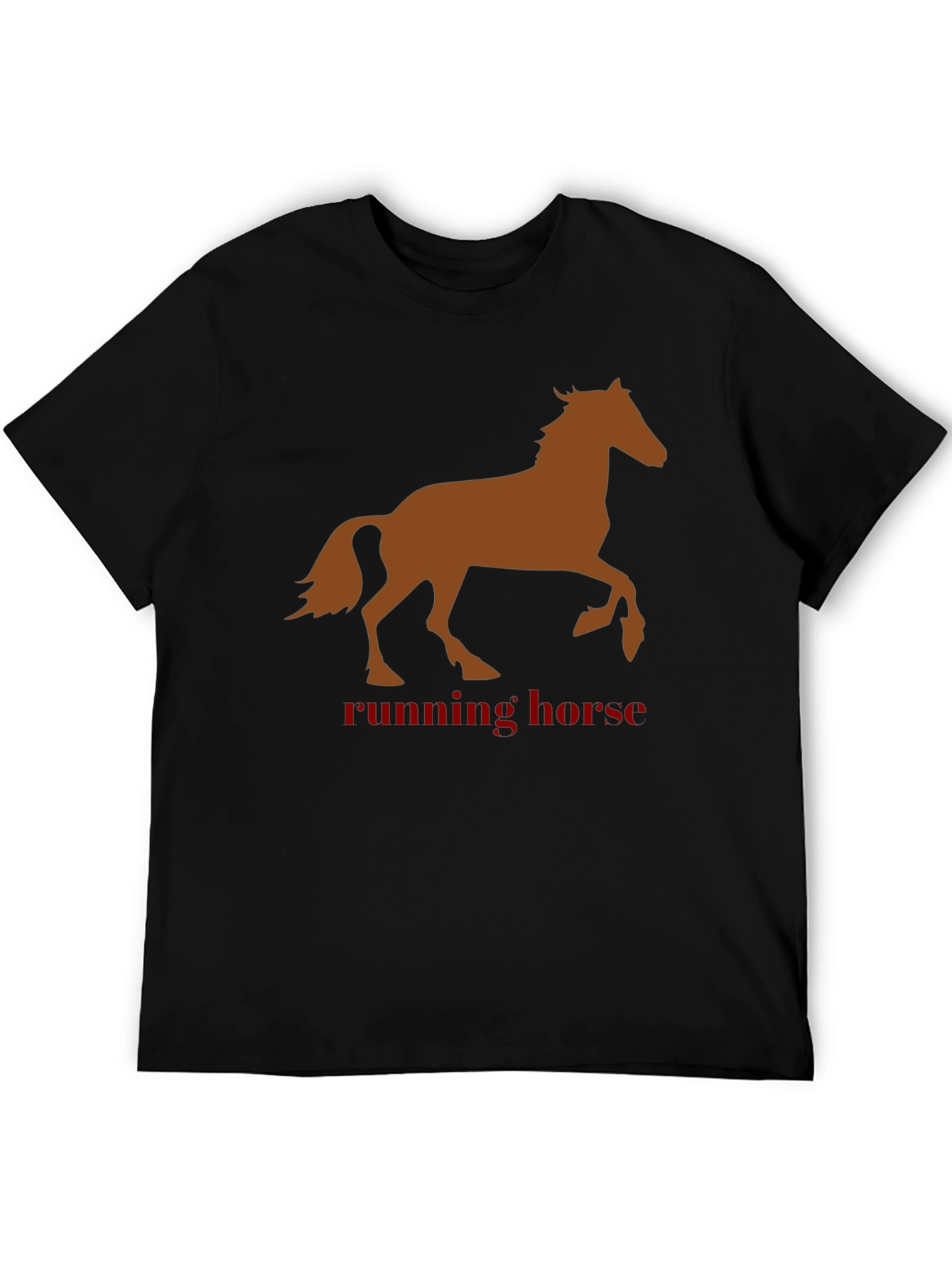 Running Horse Graphic Tee - Black Cotton T-Shirt
