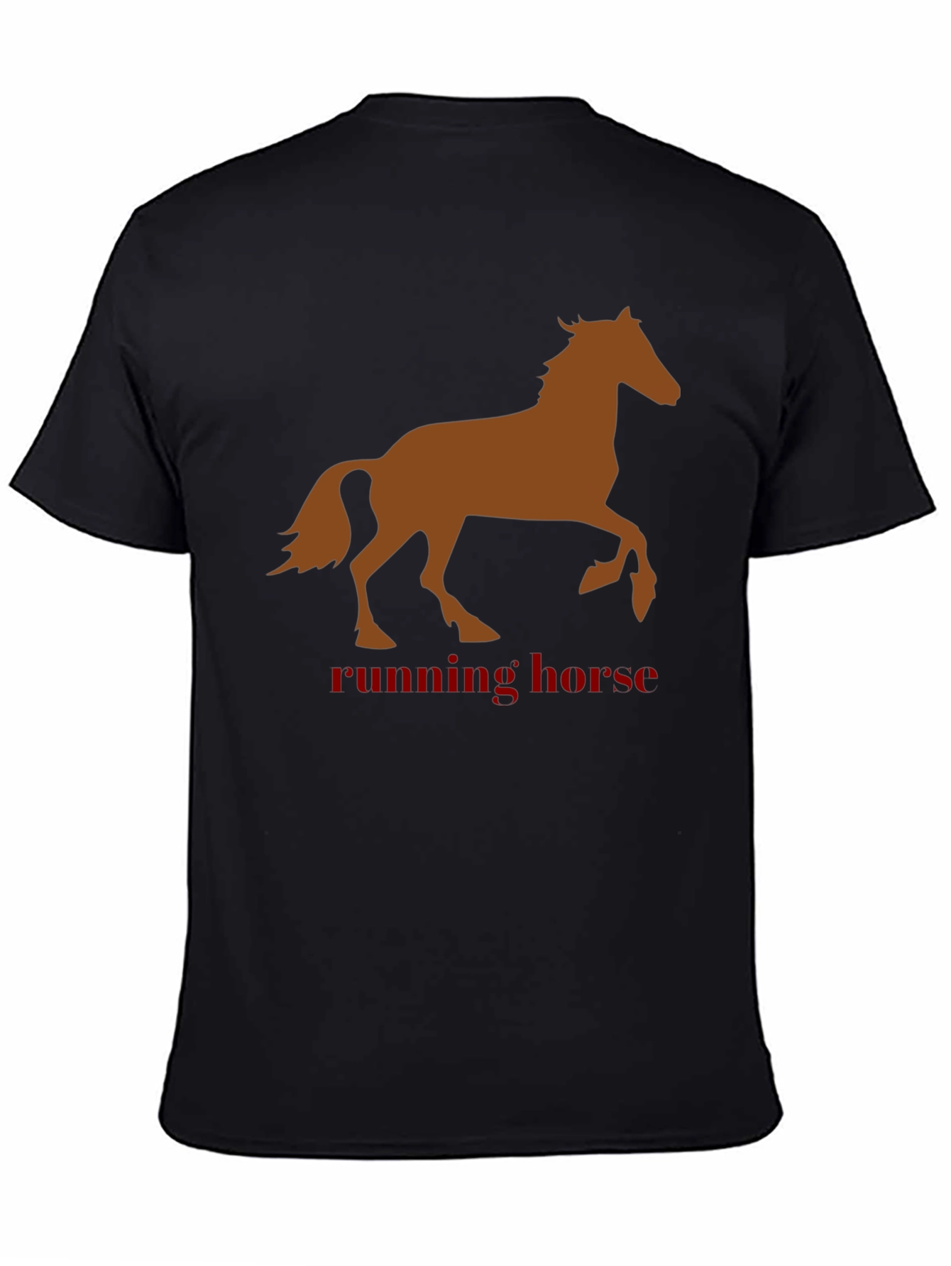 Running Horse Graphic Tee - Black Cotton T-Shirt