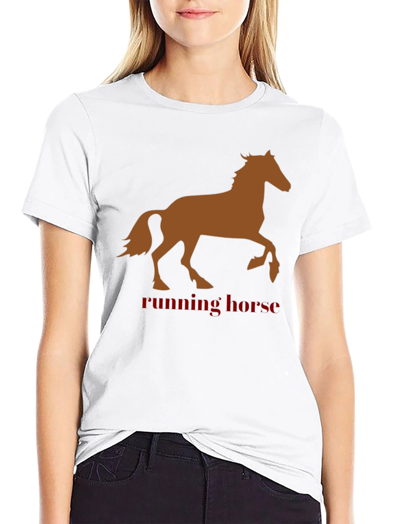 Running Horse Graphic Tee - Black Cotton T-Shirt