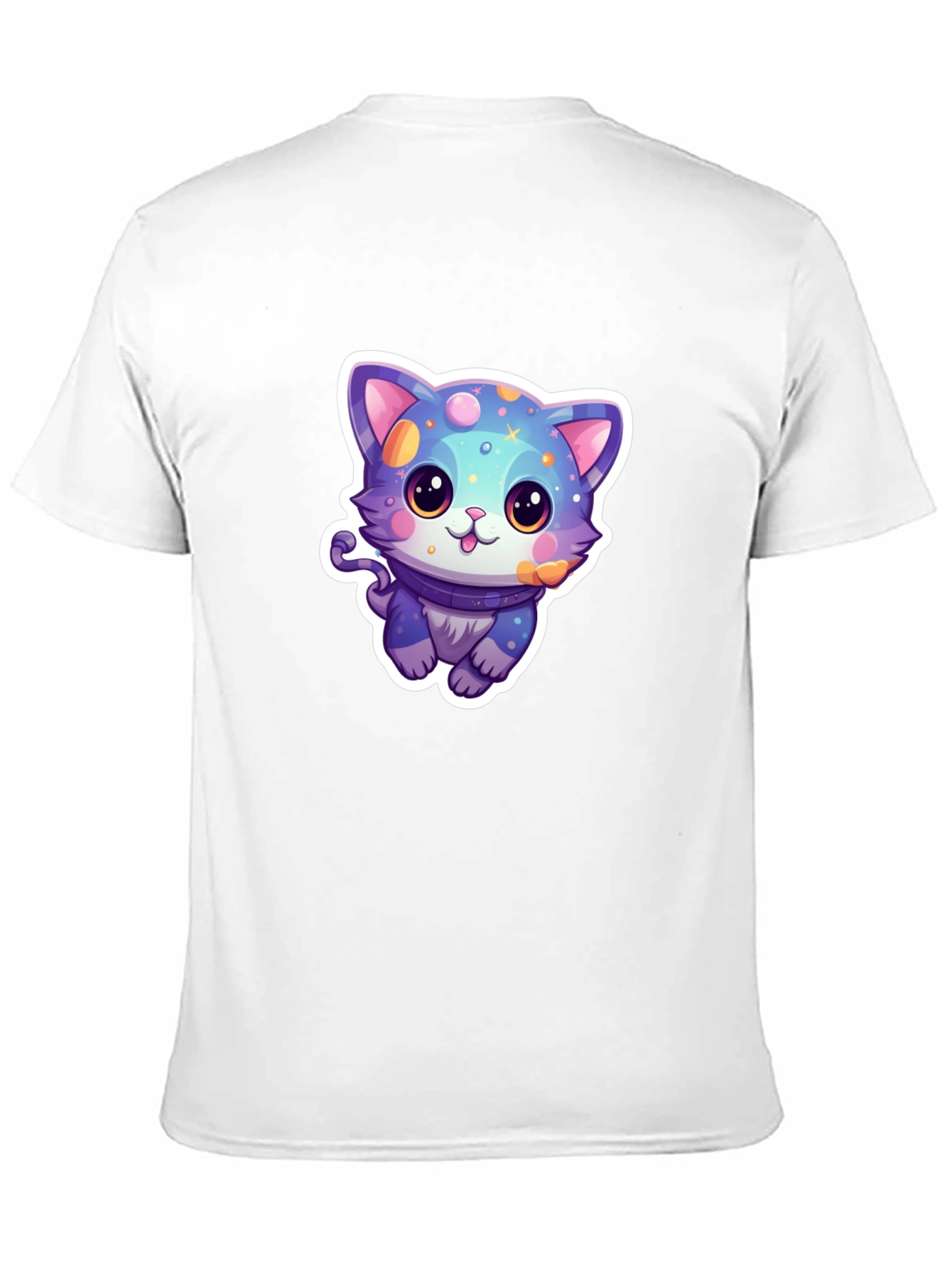 Cute Cartoon Cat Graphic Tee - Black