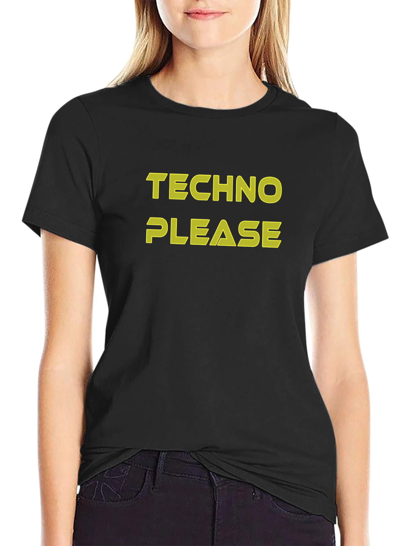 Techno Please Graphic Tee - Black Cotton T-Shirt