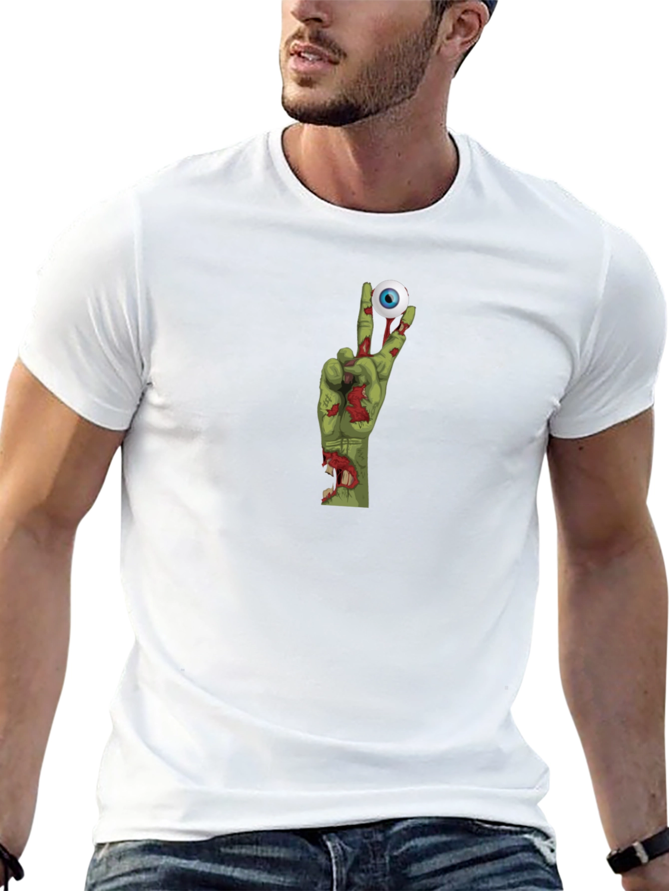 Zombie Hand Peace Sign Graphic T-Shirt
