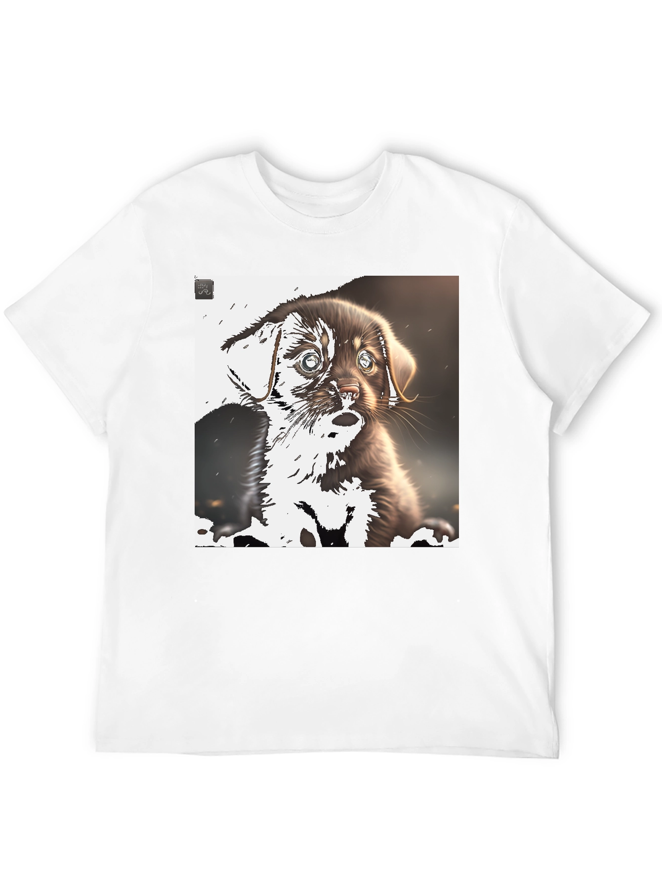 Cute Puppy Graphic Tee - Black Casual T-Shirt