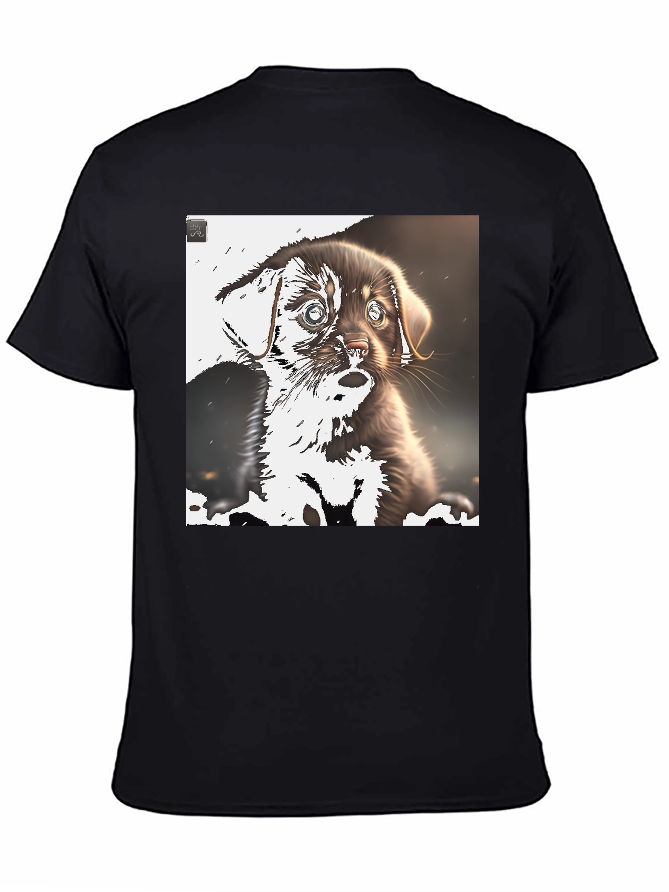 Cute Puppy Graphic Tee - Black Casual T-Shirt