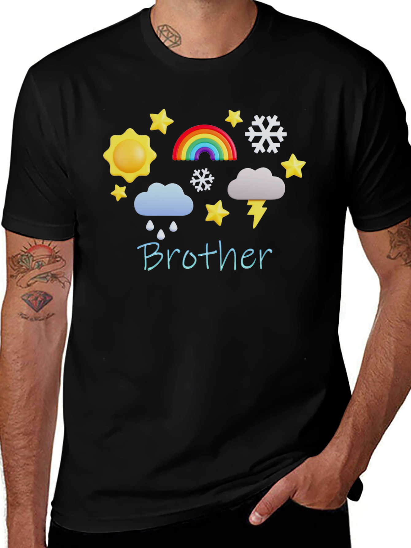 Brother Weather Pattern Black T-Shirt