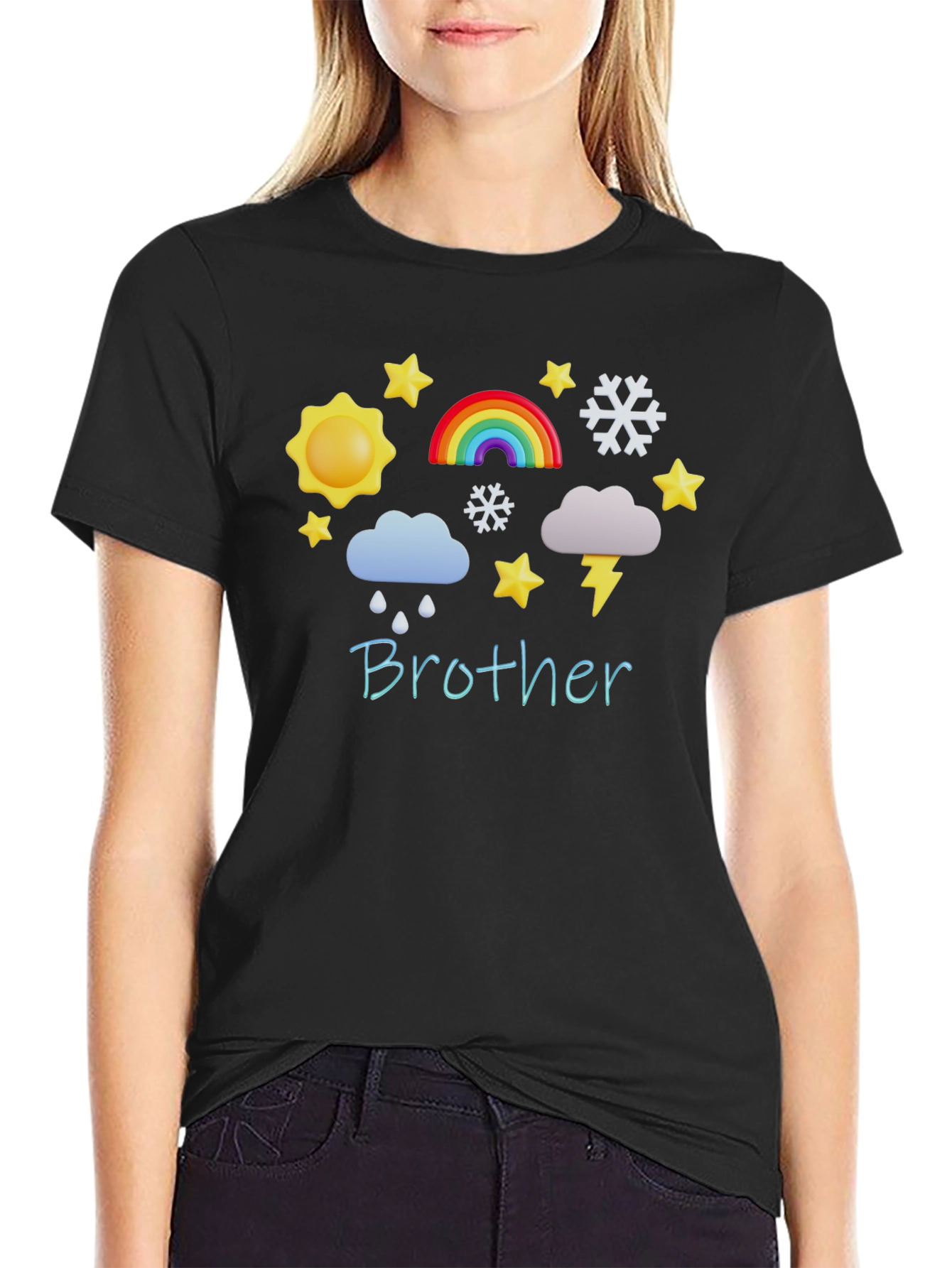Brother Weather Pattern Black T-Shirt