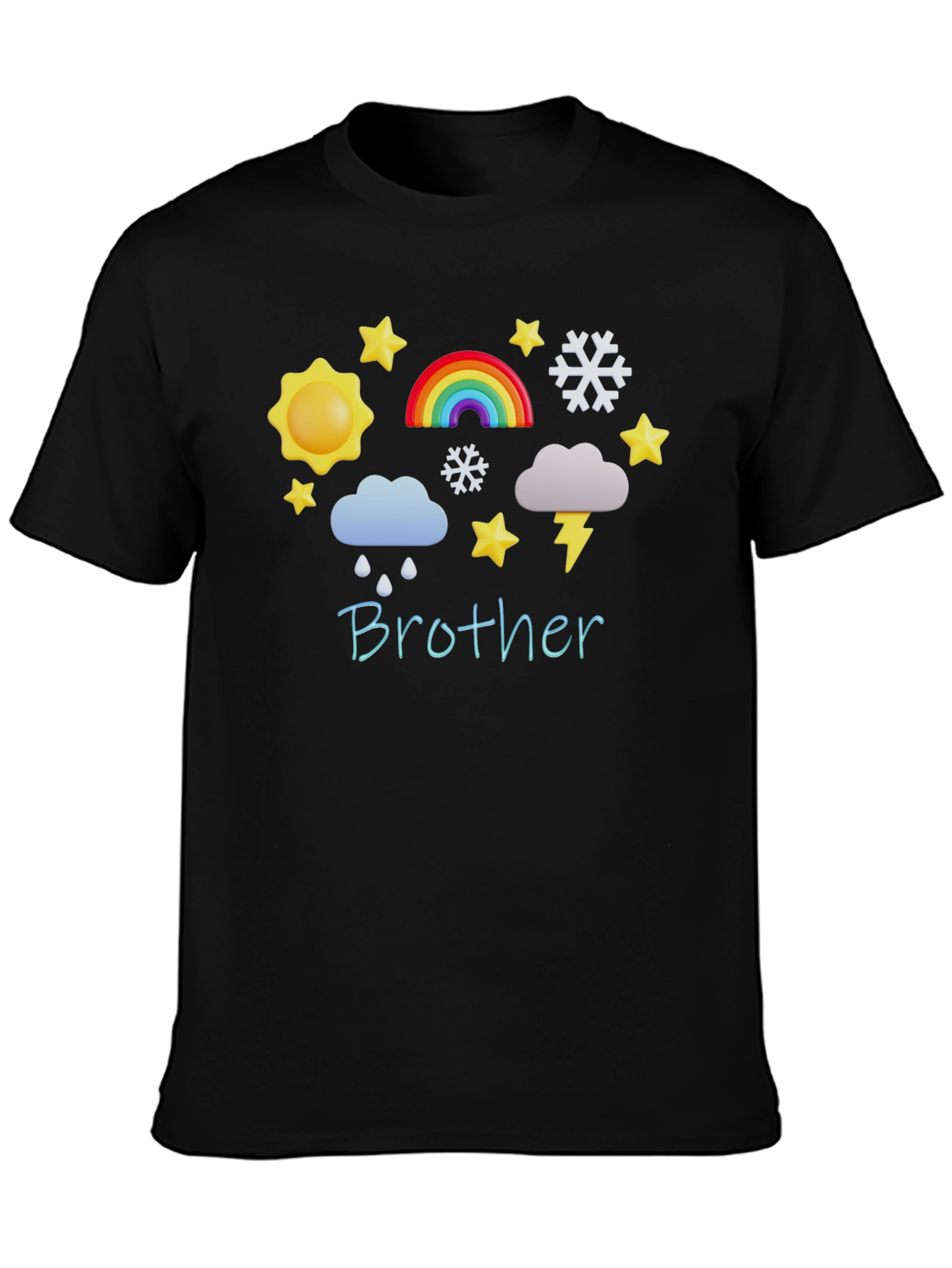 Brother Weather Pattern Black T-Shirt