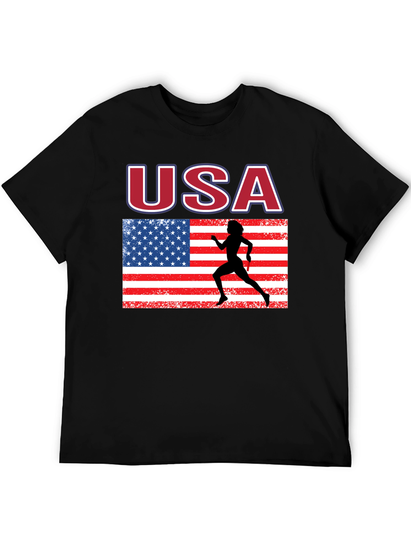 USA Flag Runner Graphic T-Shirt
