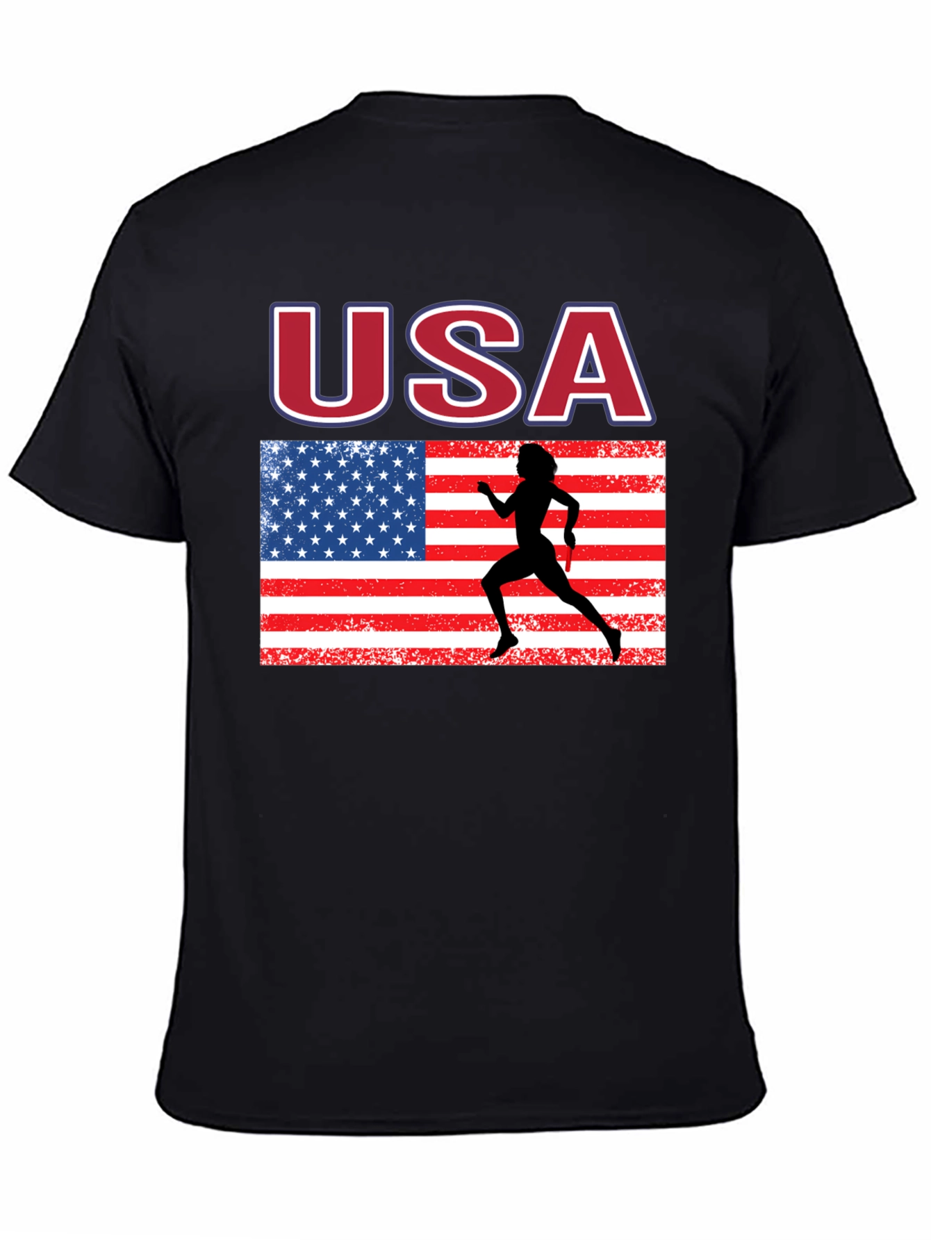 USA Flag Runner Graphic T-Shirt