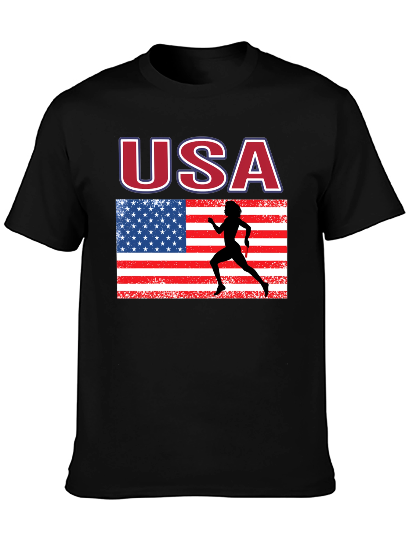 USA Flag Runner Graphic T-Shirt