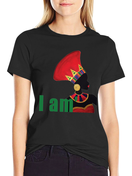 I Am Queen T-Shirt - Black Crew Neck Cotton Tee