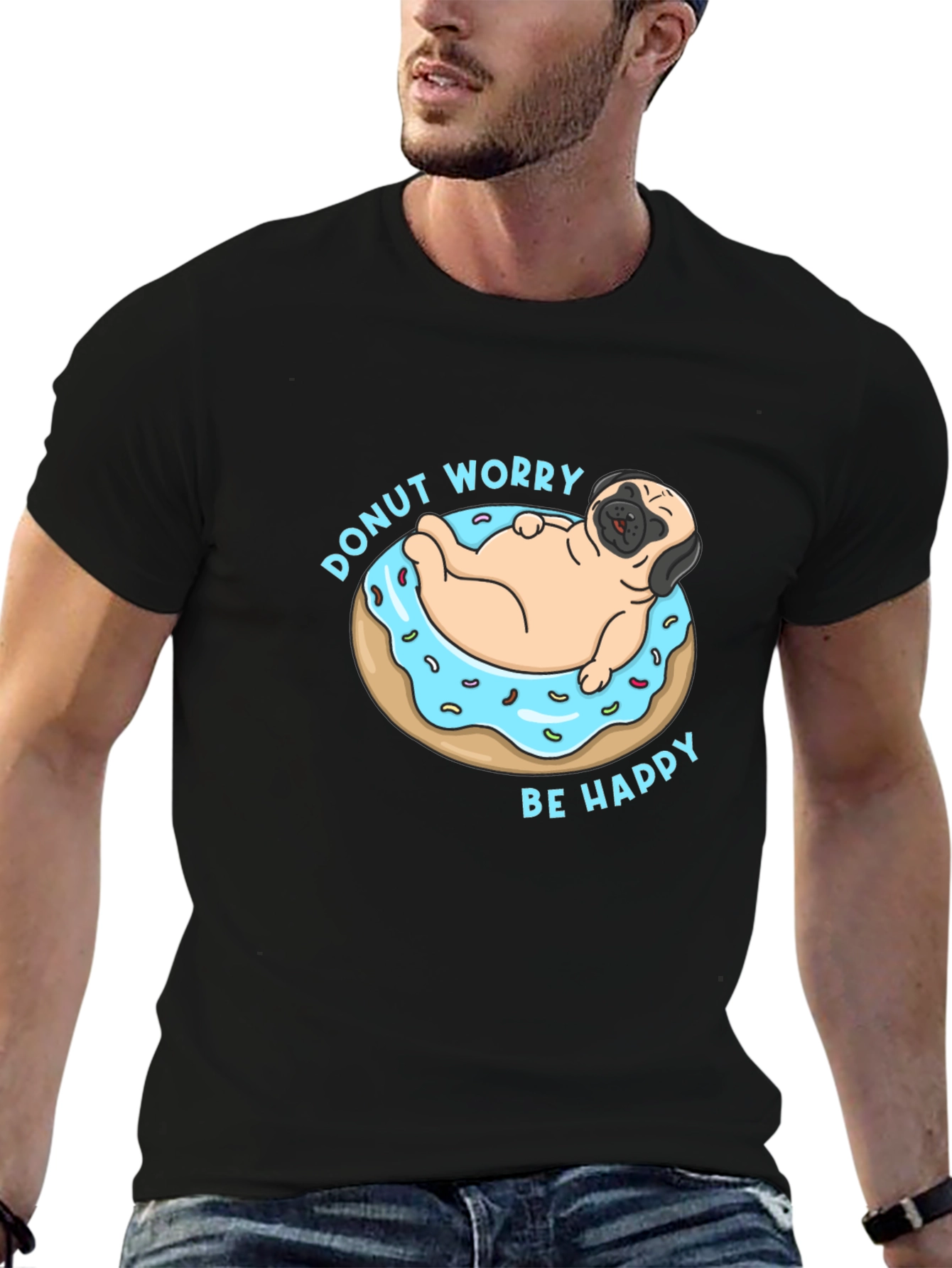 Donut Worry Pug Graphic Tee