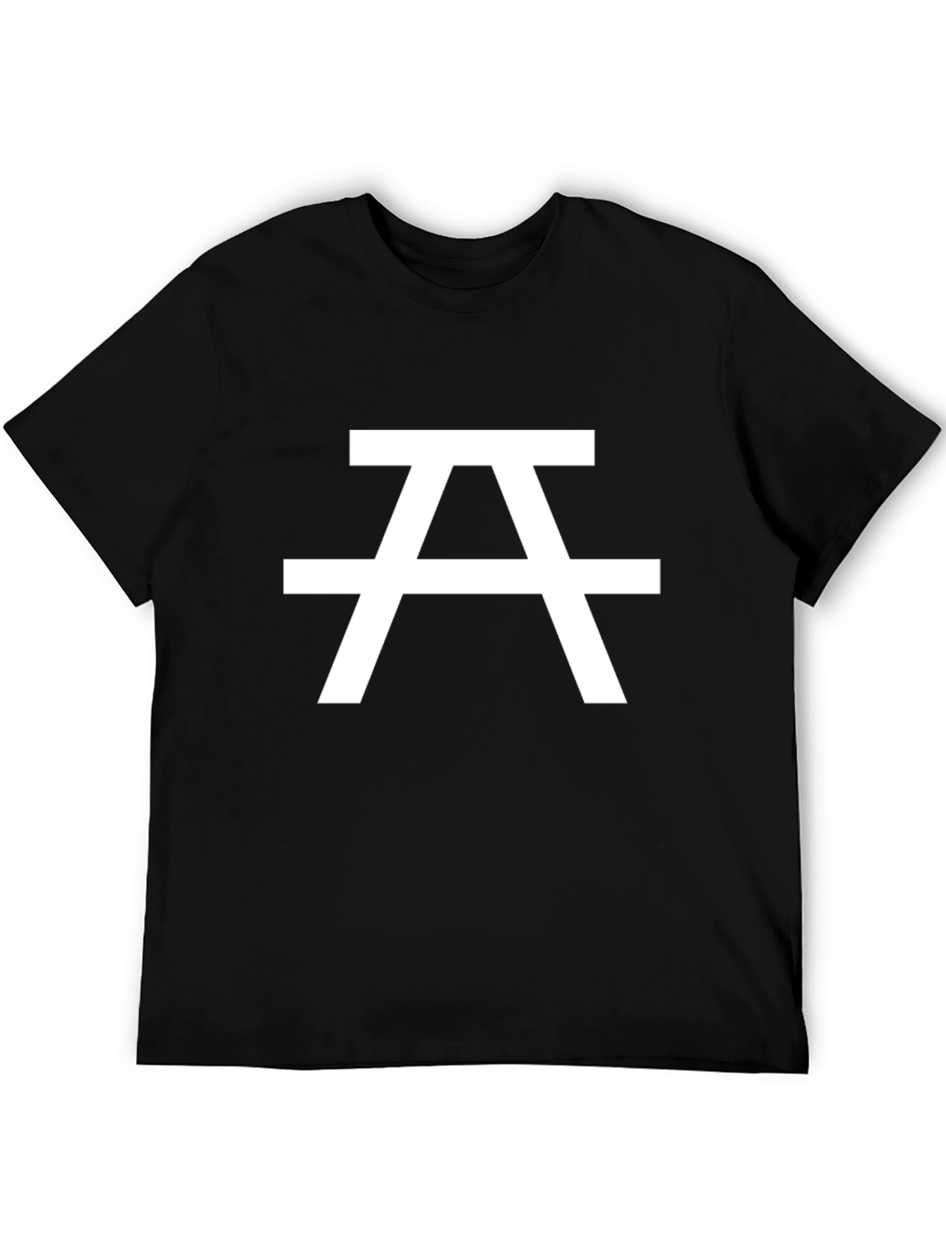 Minimalist Black T-Shirt with White Geometric Design