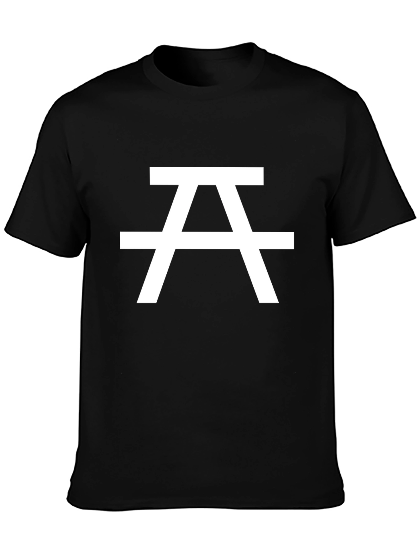Minimalist Black T-Shirt with White Geometric Design