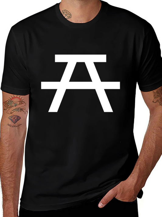 Minimalist Black T-Shirt with White Geometric Design
