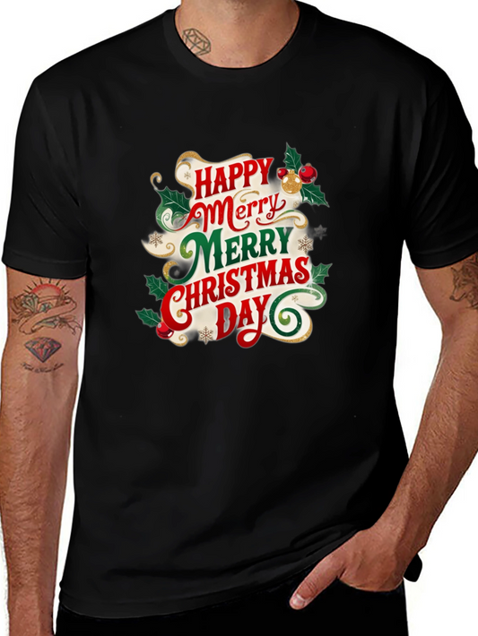 Festive Christmas T-Shirt - Happy Merry Christmas Day Design